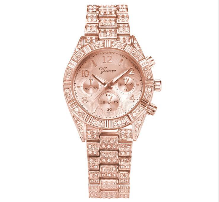 Montre En Acier Inoxydable Cristal Quartz pour femme