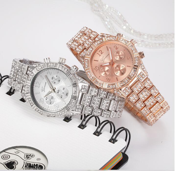 Montre En Acier Inoxydable Cristal Quartz pour femme